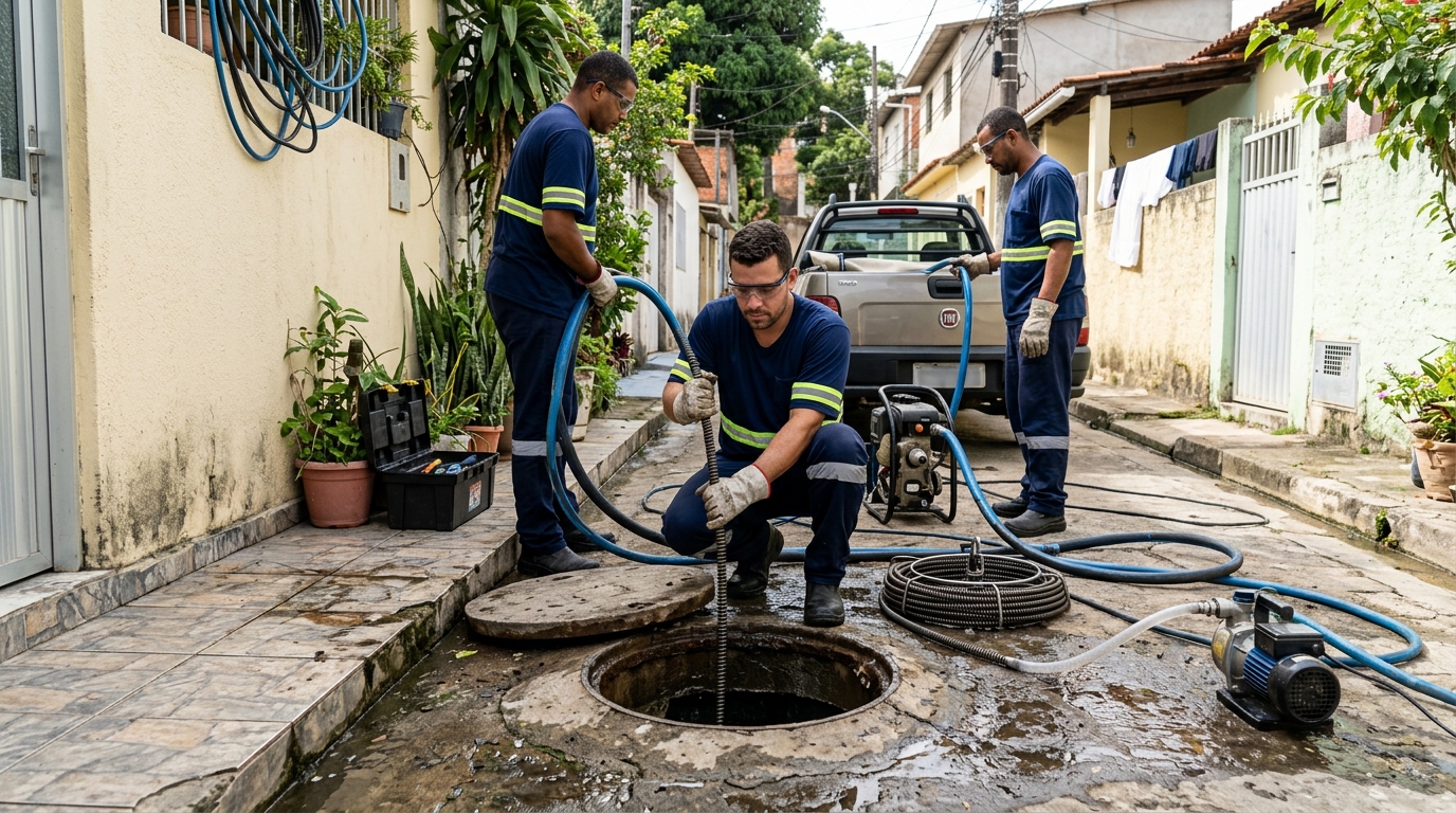 Desentupimento de esgoto com hidrojateamento em Montes Claros-MG